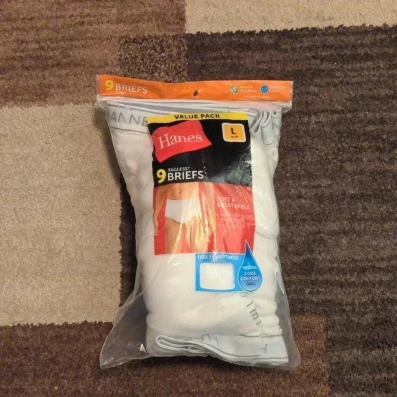 Hanes Mens 9-Pk. Solid Tagless Comfort Flex Briefs - Picture 2 of 5